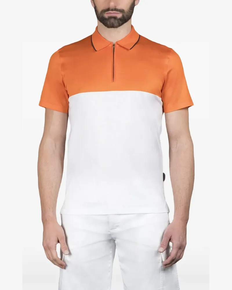 MOORER Pullover in Colour-Block-Optik - Orange Orange