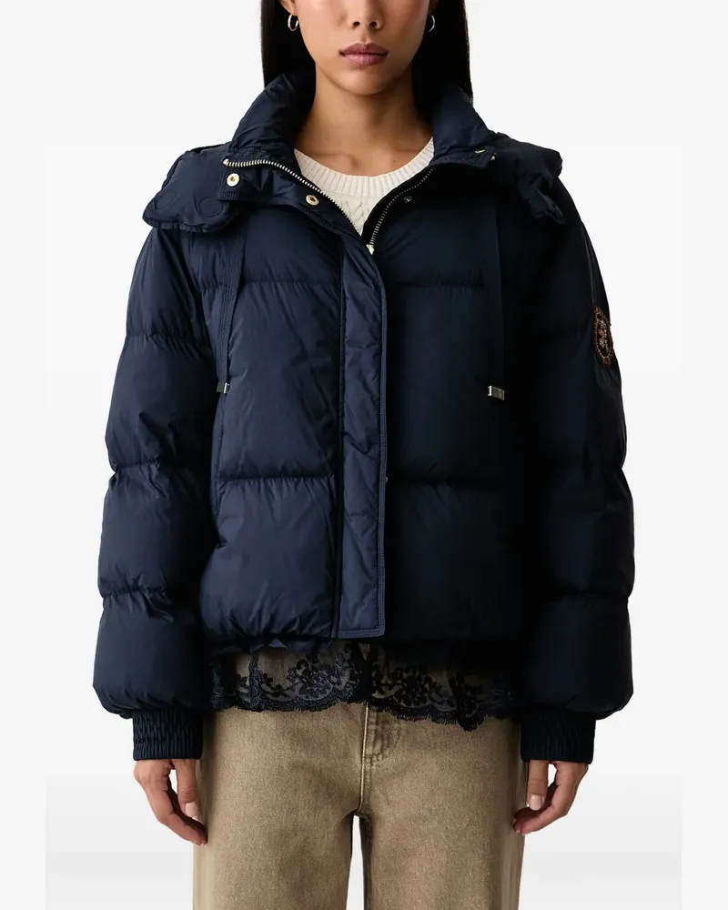 Ermanno Scervino lace-trim hooded puffer jacket - Blau Blau