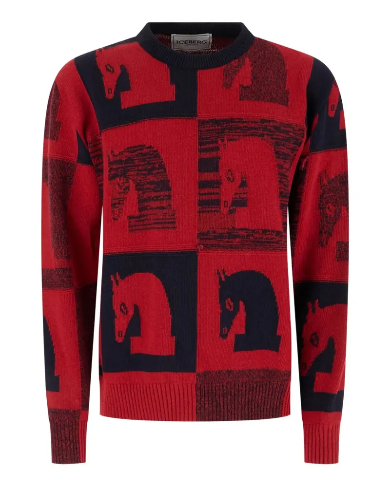 Iceberg horse-intarsia knitted sweater - Rot Rot