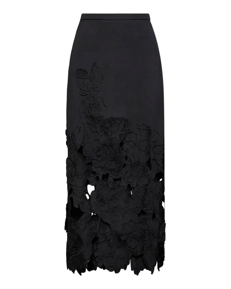 COSTARELLOS Alexina Midirock mit floraler Cut-Out-Applikation - Schwarz Schwarz