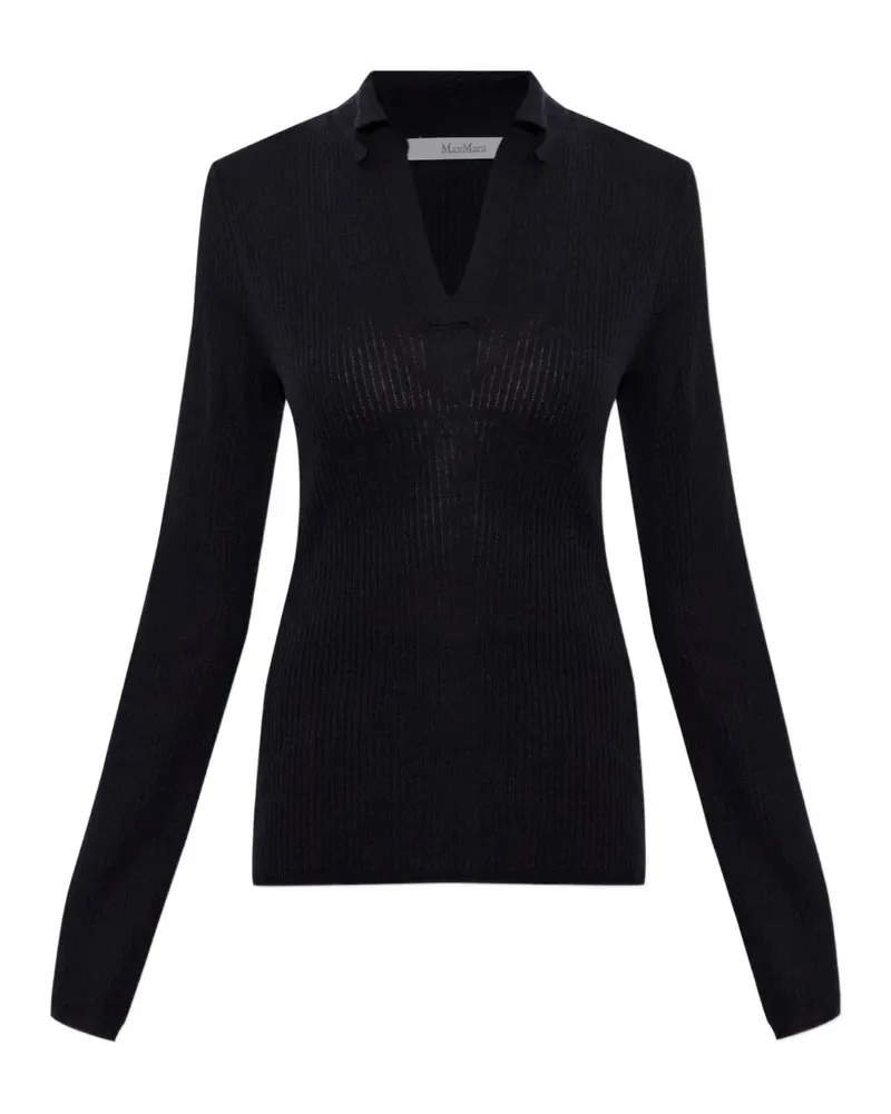 Max Mara ribbed-knit polo-collar top - Schwarz Schwarz