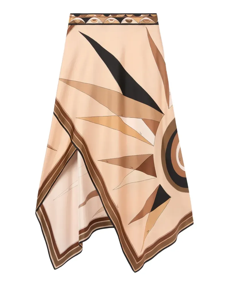 Emilio Pucci Hawaii-print asymmetrical skirt - Nude Nude