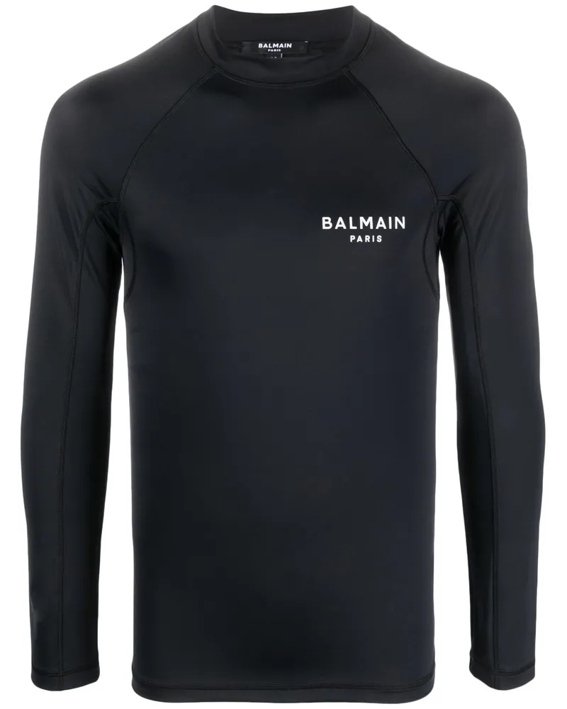 Balmain Langarmshirt mit Logo-Print - Schwarz Schwarz