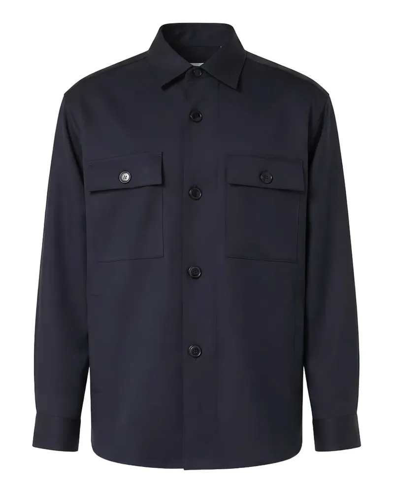 HUGO BOSS Hemdjacke mit Knopfleiste - Blau Blau