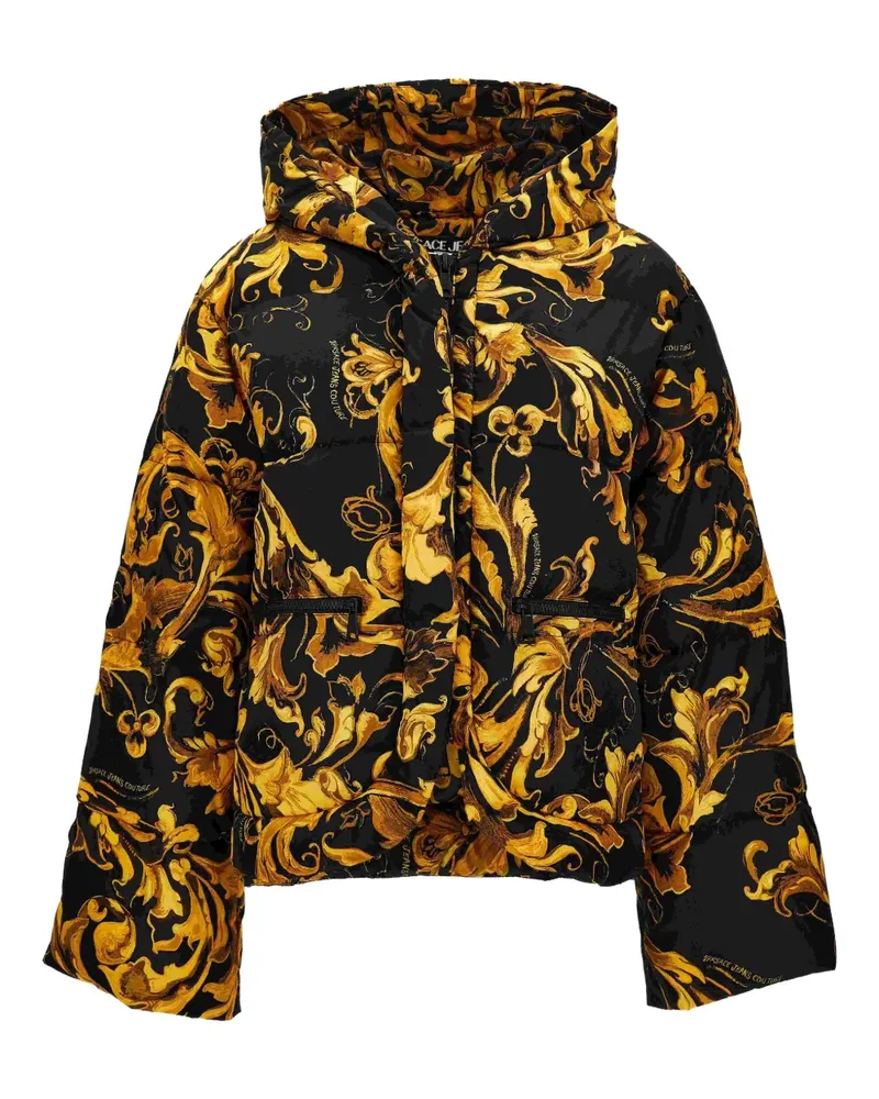 Versace Jeans Kapuzenjacke mit Barock-Print - Schwarz Schwarz