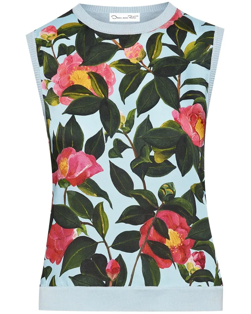 Oscar de la Renta Camellia Tanktop mit Print - Blau Blau