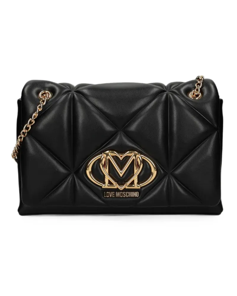Moschino Schultertasche mit Logo-Applikation - Schwarz Schwarz