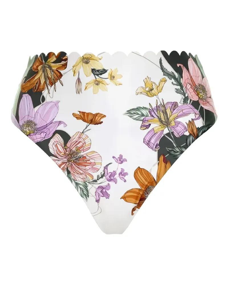 AGUA BENDITA Bikinihöschen mit Blumen-Print - Weiß Weiß