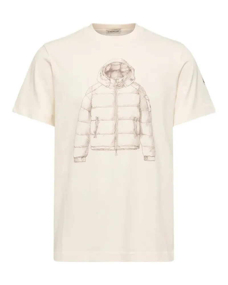 Moncler Kurzärmeliges T-Shirt mit grafischem Print - Nude Nude