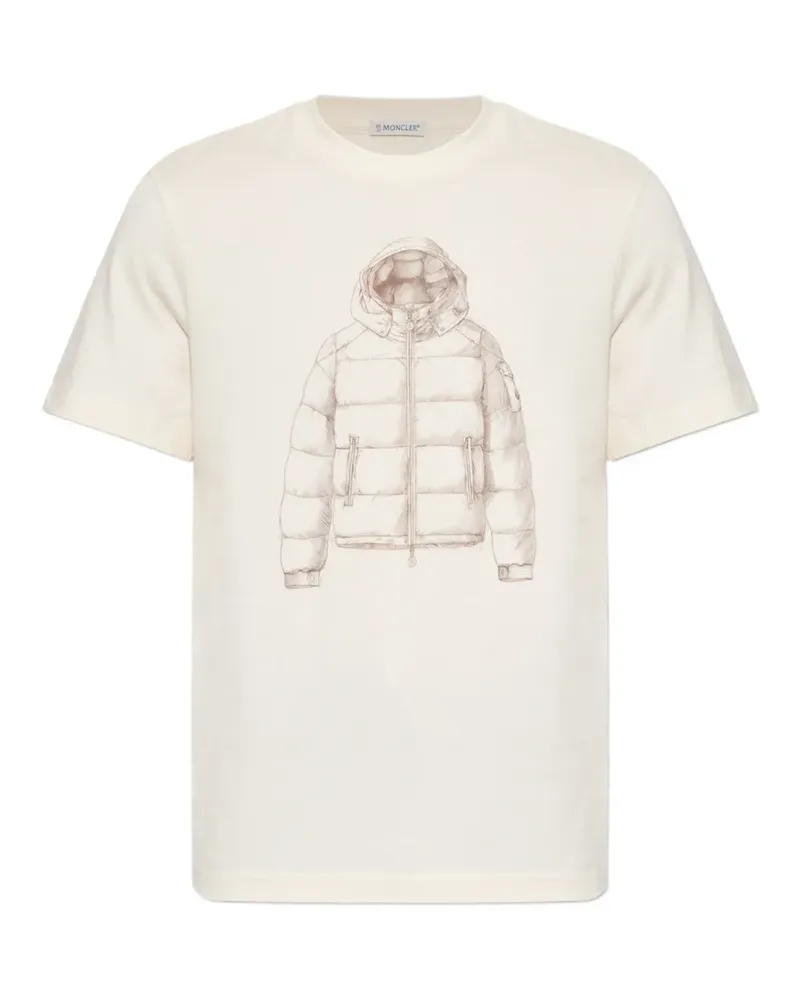 Moncler Kurzärmeliges T-Shirt mit grafischem Print - Nude Nude