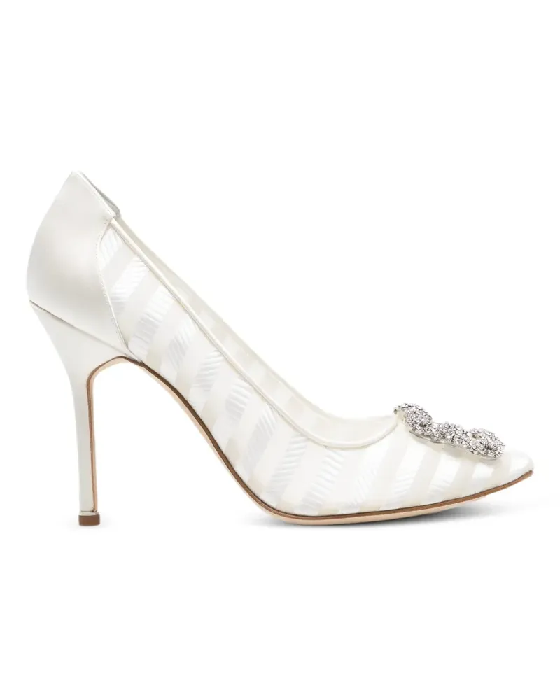 Manolo Blahnik Hangisi crystal-embelishment pumps - Weiß Weiß
