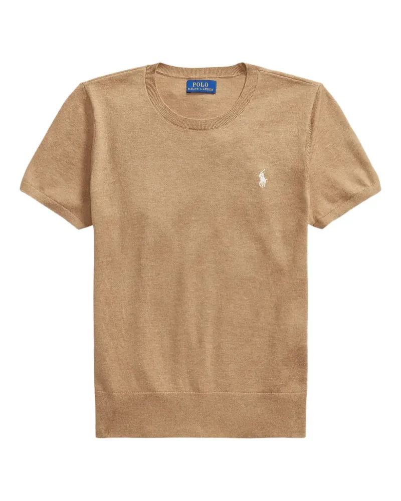 Ralph Lauren Kurzärmeliger Pullover mit Logo-Stickerei - Nude Nude