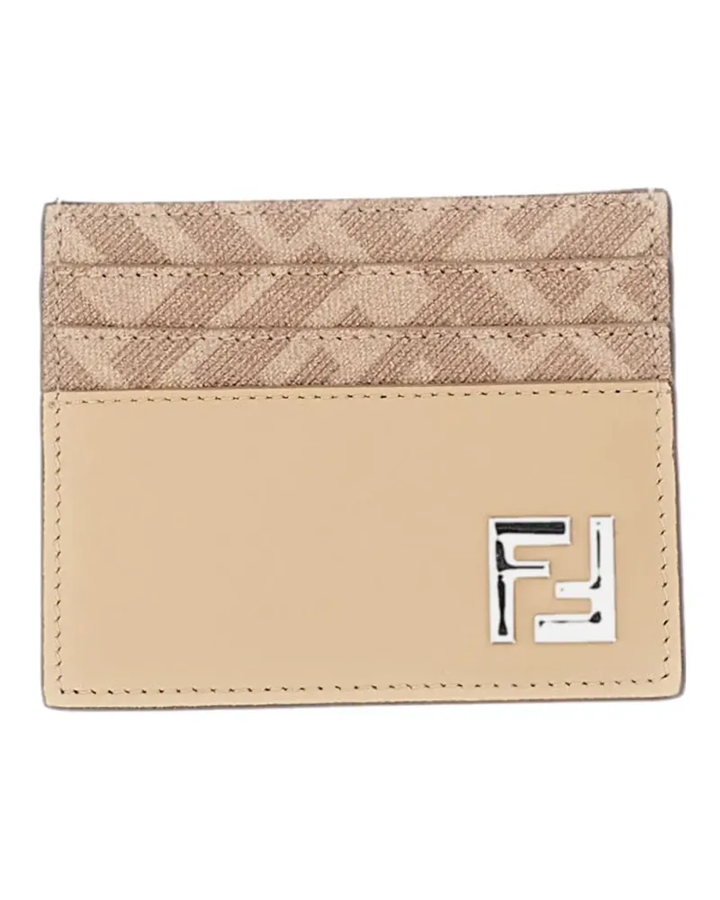 Fendi Squared Kartenetui mit Logo-Schild - Nude Nude
