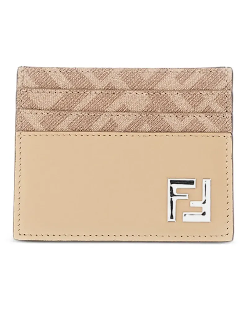 Fendi Squared Kartenetui mit Logo-Schild - Nude Nude