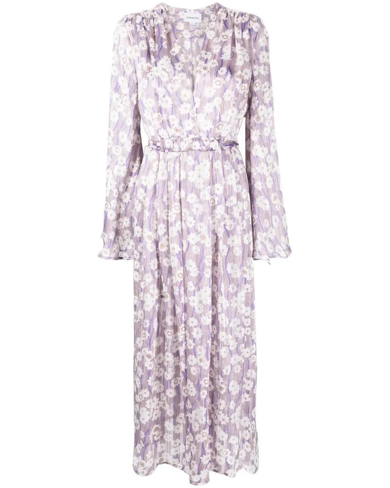 Sabina Musayev Midikleid mit Blumen-Print - Violett Violett