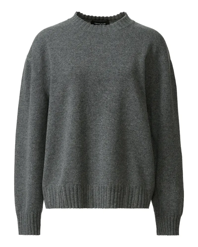 Fabiana Filippi Pullover mit Perlen und geripptem Besatz - Grau Grau