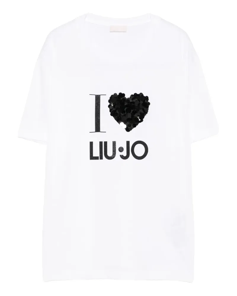 Liu Jo T-Shirt mit Paillettenherz - Weiß Weiß