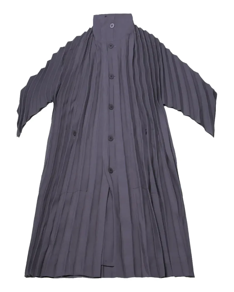 Issey Miyake Edge pleated button coat - Grau Grau