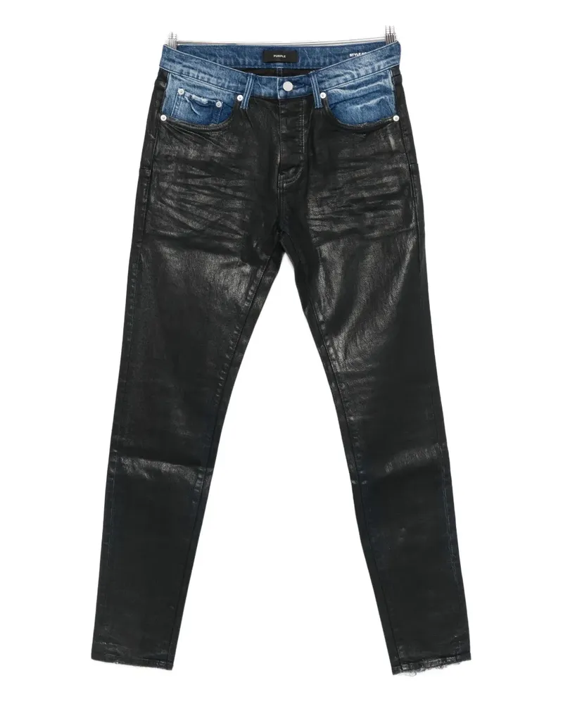 PURPLE BRAND coated raw hem denim - Schwarz Schwarz
