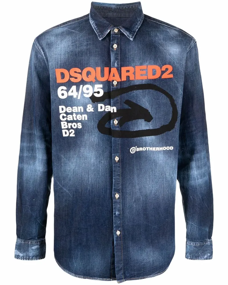 Dsquared2 Hemd mit Logo-Print - Blau Blau