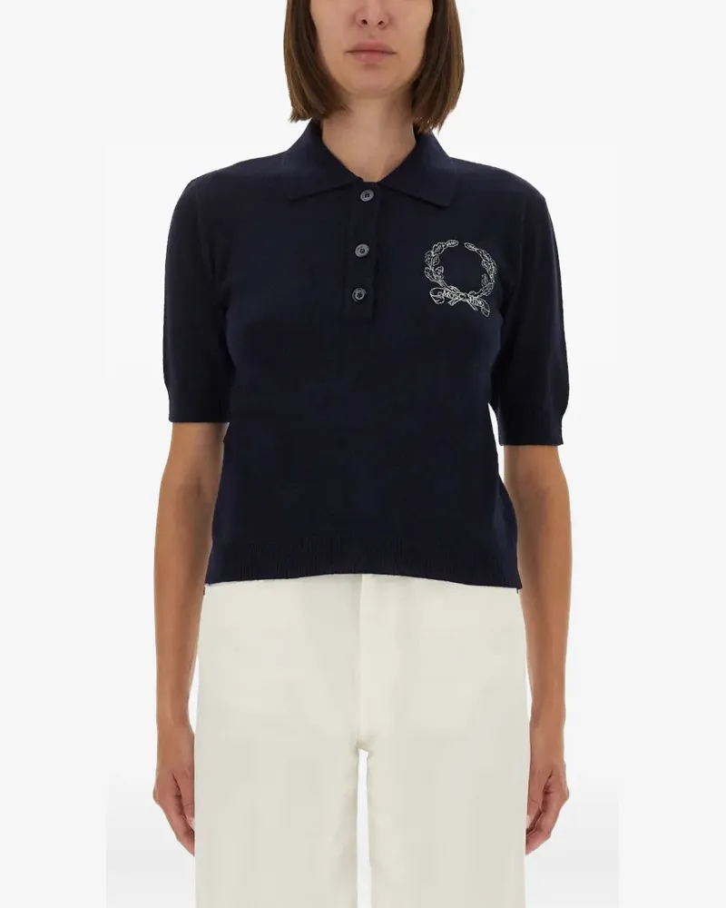 Moschino logo-embroidered polo top - Blau Blau