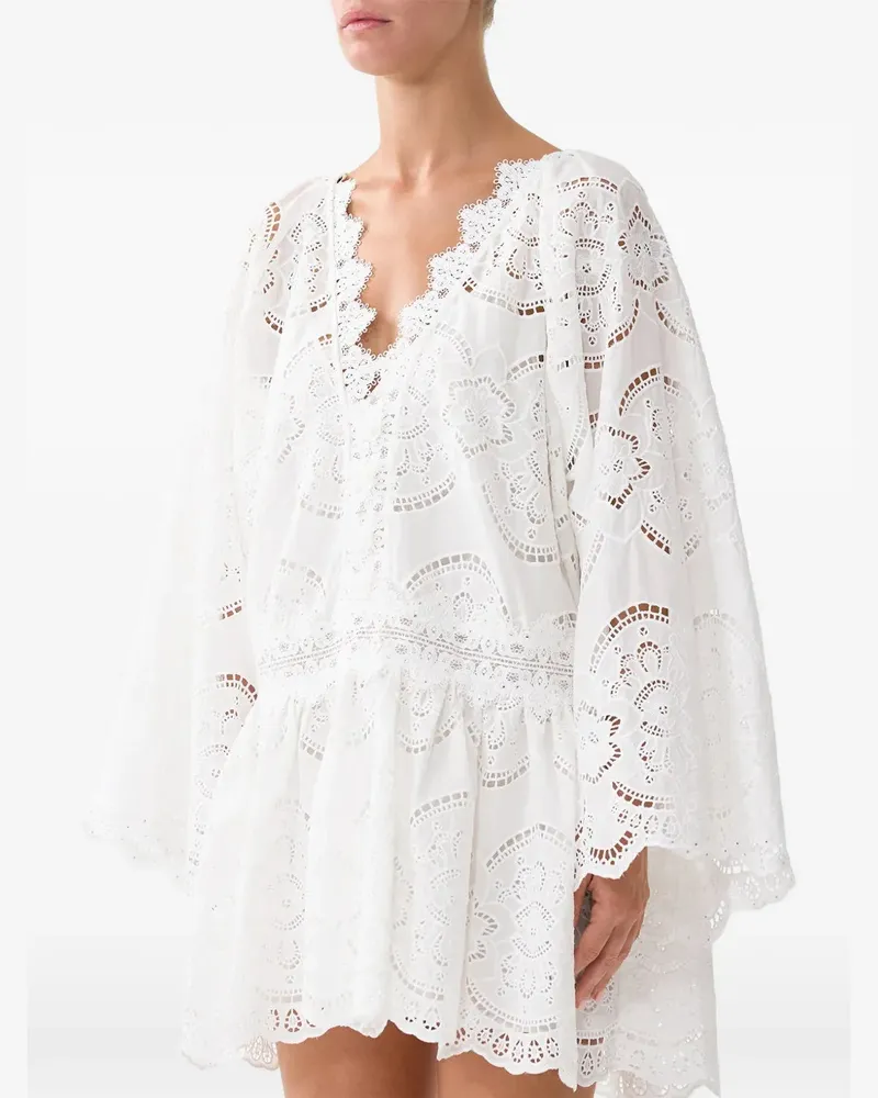 Camilla V-neck mini dress - Weiß Weiß