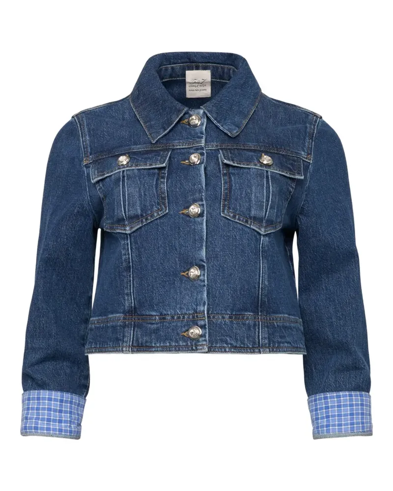 Cinq à Sept Lexie Jeansjacke mit karierten Bündchen - Blau Blau
