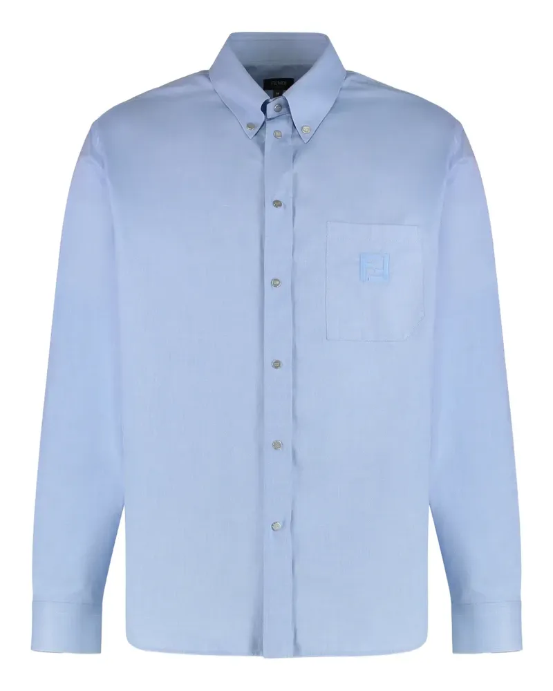Fendi logo-embroidered chest-pocket shirt - Blau Blau