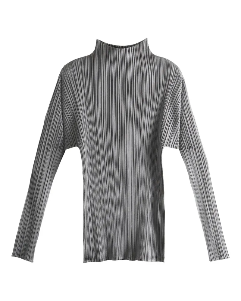 Issey Miyake Oberteil mit Stehkragen - Grau Grau