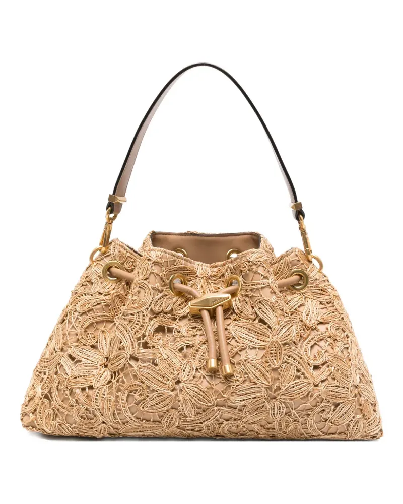 Jimmy Choo Chin flower-raffia tote bag - Nude Nude