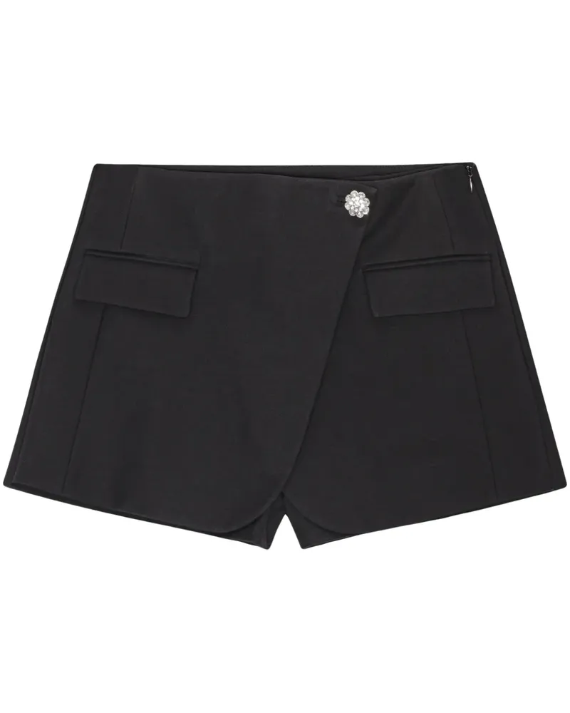 Ganni Shorts mit drapiertem Einsatz - Schwarz Schwarz