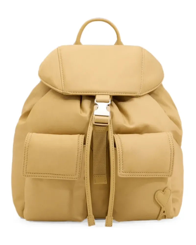 AMI Paris Kleiner Marcel Rucksack aus Nylon mit Klappe - Nude Nude