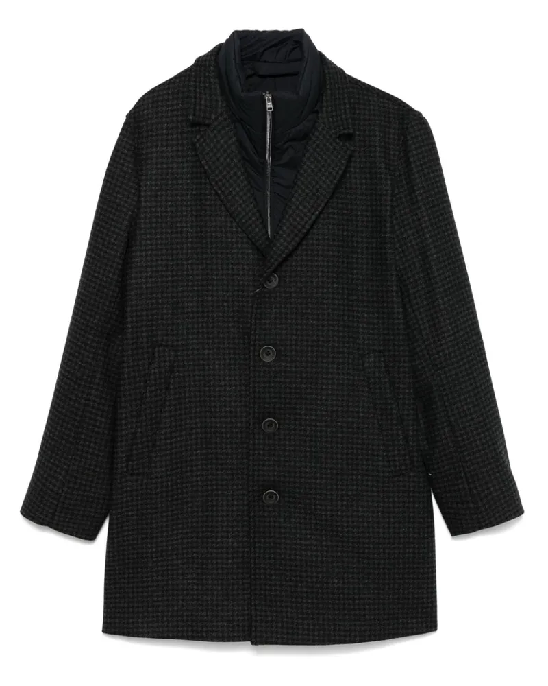 Herno Mantel mit Hahnentrittmuster - Schwarz Schwarz