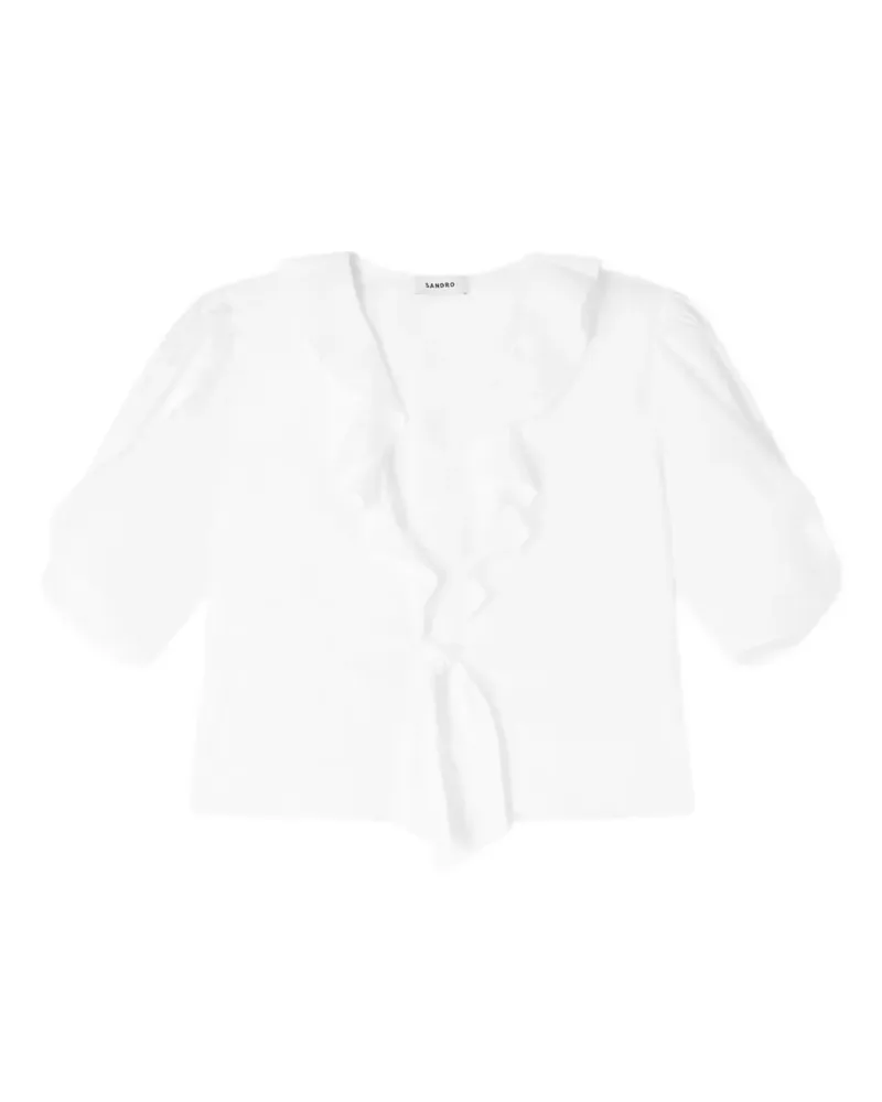 Sandro Bluse mit Rüschenkragen - Weiß Weiß