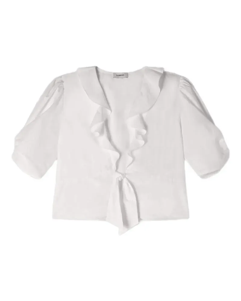 Sandro Bluse mit Rüschenkragen - Weiß Weiß