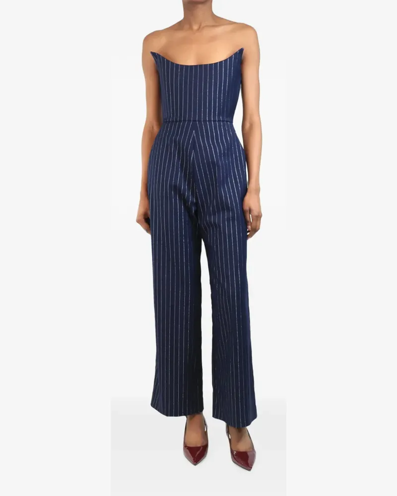 Alex Perry pinstripe strapless jumpsuit - Blau Blau