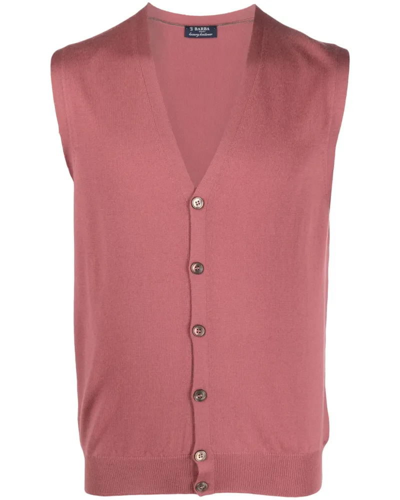 BARBA Gestrickte Weste mit Knopfleiste - Rosa Rosa