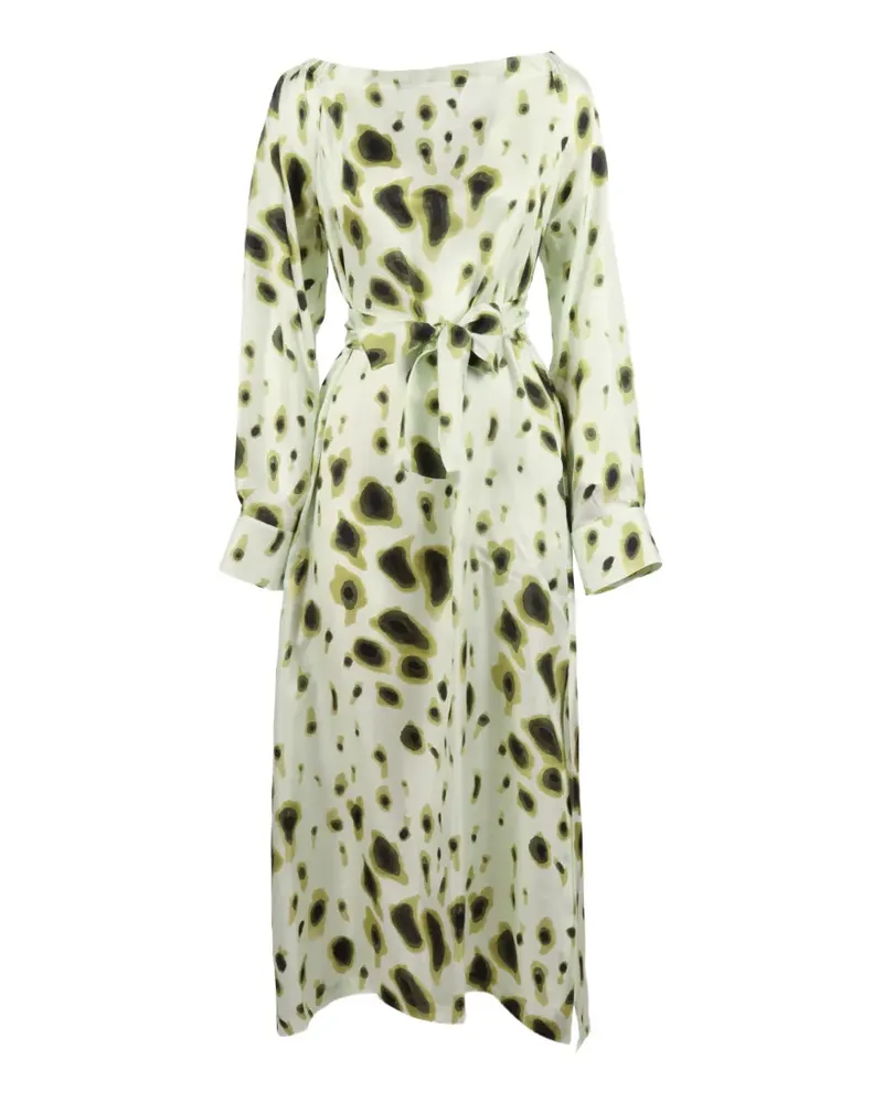 LE3 Sarte Pettegole abstract-print belted dress - Weiß Weiß