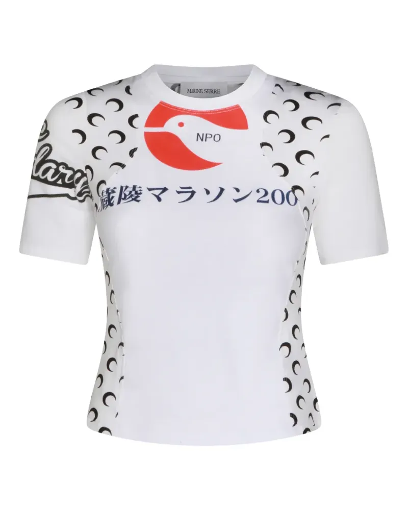 Marine Serre moon-print T-shirt - Weiß Weiß