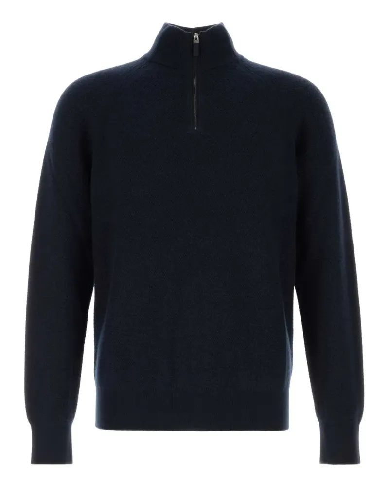 Ermenegildo Zegna Kaschmirpullover mit kurzem Reißverschluss - Blau Blau