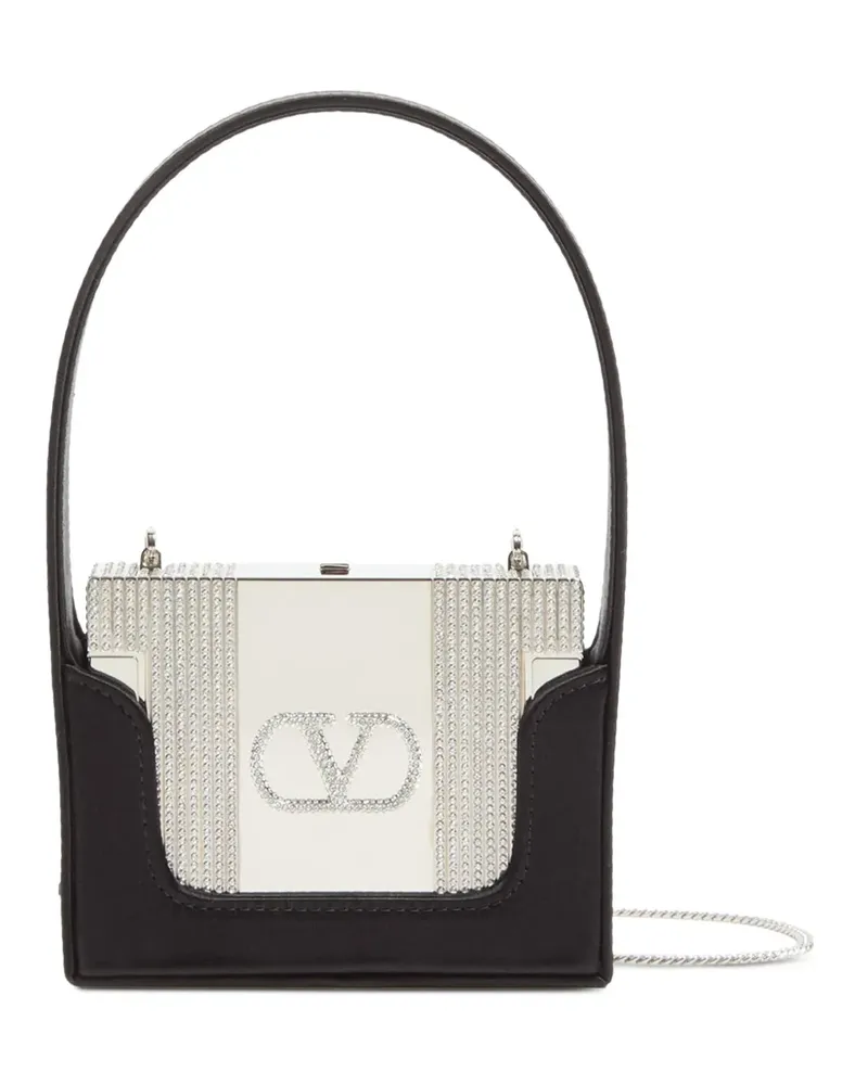 Valentino Garavani Minaumorphe minaudière in metal with Swarovski® crystals and satin case - Schwarz Schwarz