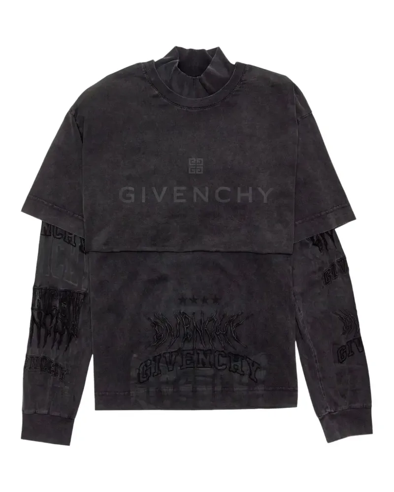 Givenchy double-layer embroidered T-shirt - Schwarz Schwarz