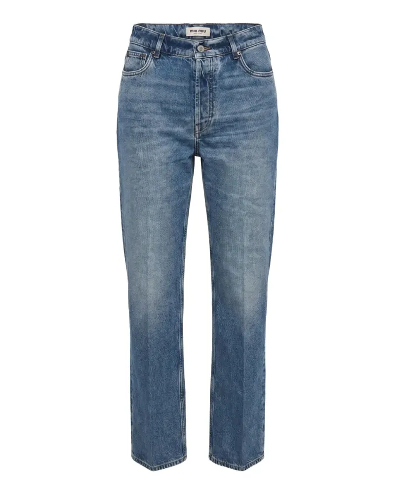 Miu Miu logo-patch straight-leg jeans - Blau Blau