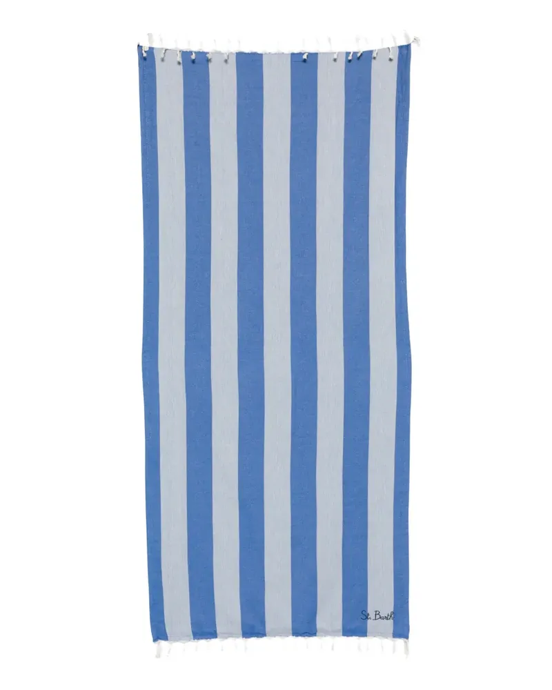 MC2 Saint Barth Gestreiftes Strandtuch mit Fransen - Blau Blau