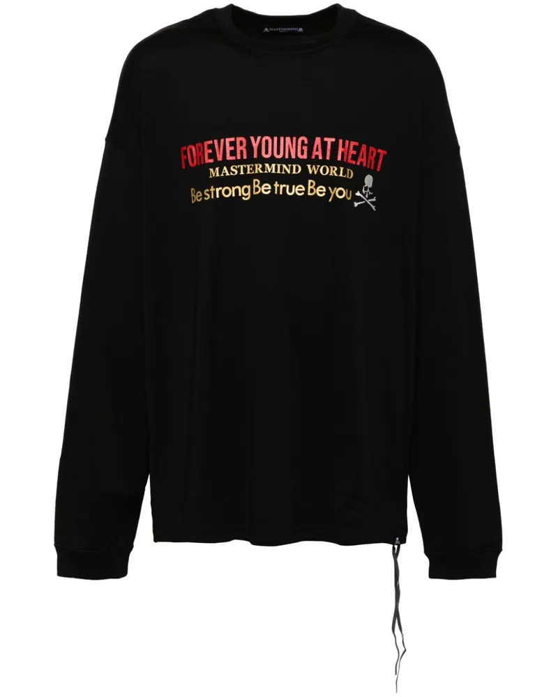 Mastermind World Langarmshirt mit Slogan-Print - Schwarz Schwarz