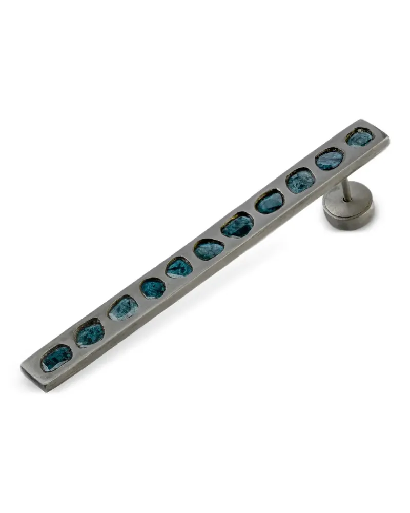 Parts Of Four Plate Sterlingsilber-Ohrring mit blauen Diamanten - Grau Grau
