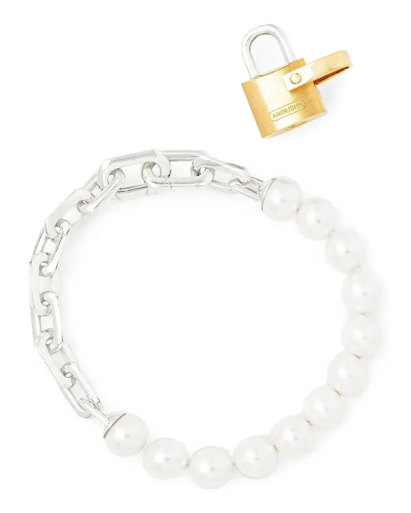 AMBUSH Versilbertes Armband mit Kunstperlen Silber