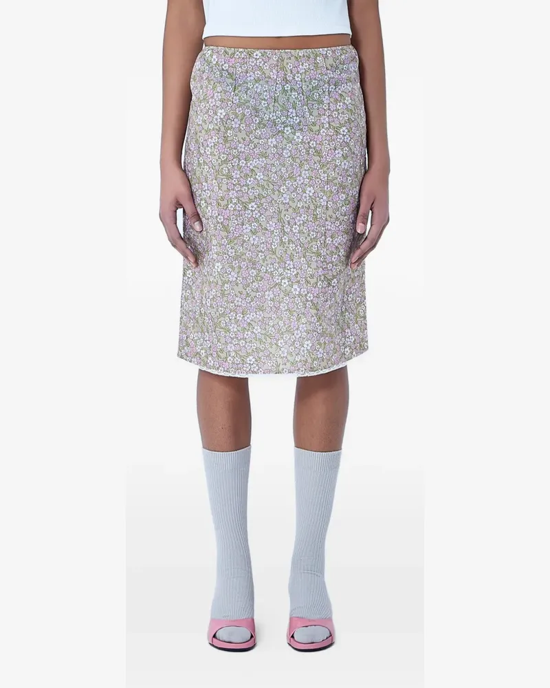 Prada Midirock mit Blumenmuster - Grau Grau