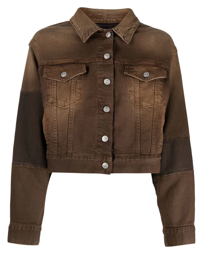 Maison Margiela Cropped-Jacke mit Bleached-Effekt - Braun Braun