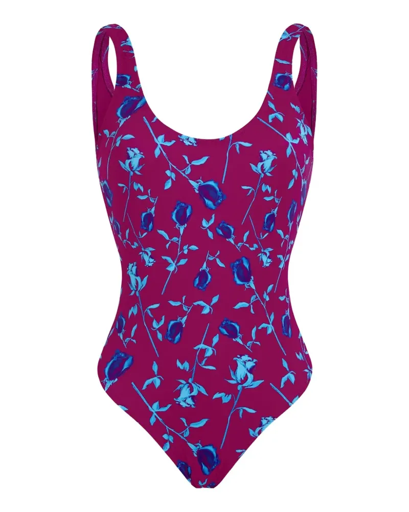 Vilebrequin floral-print deep-neckline swimsuit - Rosa Rosa